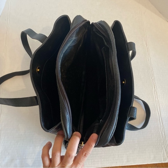 Francesco Biasia Vintage Black Italian Leather Handbag - Picture 10 of 16